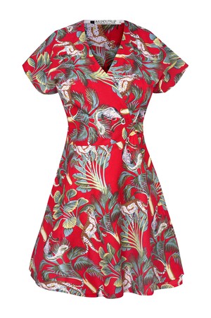 Nachhaltiges Wickelkleid mit Dschungelprint – Patara, knielang & fair produziert from ManduTrap