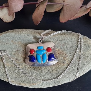 Skarabäus Kette aus 925 Silber, handgefertigtes Vintage-Unikat, Ursprung Mexiko, ethnischer Schmuck. from ManduTrap