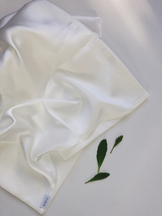 Organic Silk Satin & Eco Modal Pillowcase in Pearl White from Māsa Organic