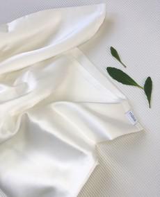 Organic Silk Satin & Eco Modal Pillowcase in Pearl White via Māsa Organic