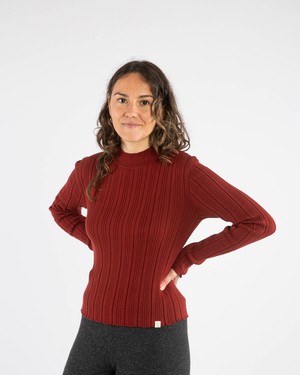 Ribbed Collared Longsleeve maroon from Matona