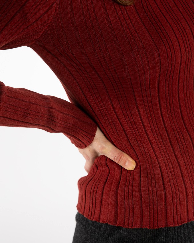 Ribbed Collared Longsleeve maroon from Matona