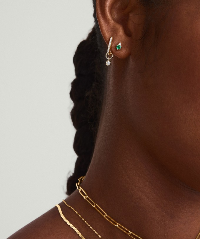 Piercing Studio - Duo Diamond and Emerald Flat Back Stud from Mejuri