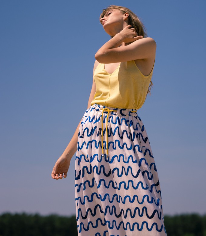 Sage midi skirt Waves Organic cotton from Mon Col Anvers