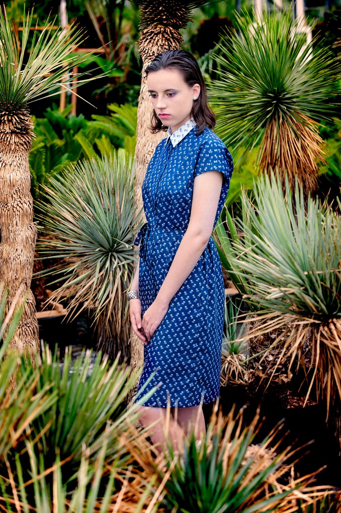 Summer Dress Navy palmtree from Mon Col Anvers