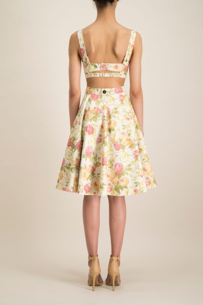 ROMANTIC INDO WESTERN FLOWERBED JACQUARD MIDI SKIRT from MONIQUE SINGH