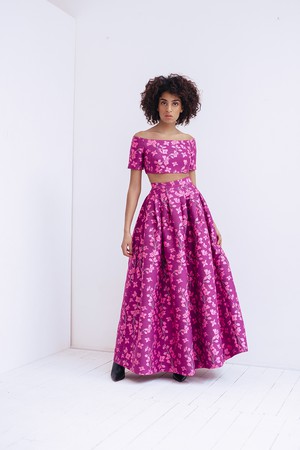 LONG FLORAL DRAPED SKIRT from MONIQUE SINGH