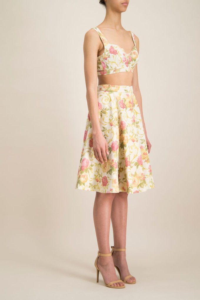 ROMANTIC INDO WESTERN FLOWERBED JACQUARD MIDI SKIRT from MONIQUE SINGH