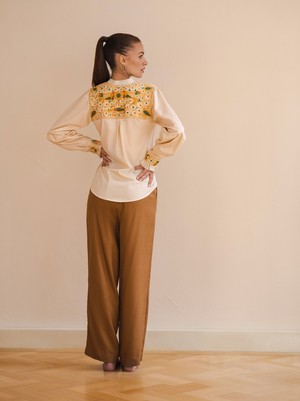 Vilma blouse ochre embroidery from Moyocoyo