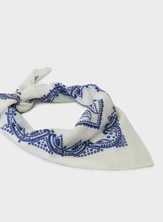 Cotton & Cashmere White Como Print Neem Bandana via Neem London