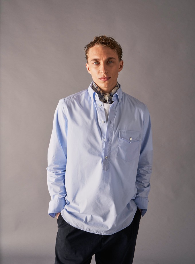 Regenerative Cotton Poplin Sky Modern Button-down Shirt from Neem London