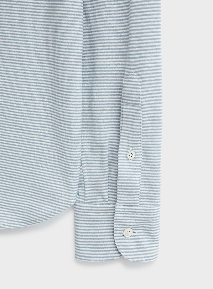 Recycled Sky Horizontal Stripe Cut Away Shirt from Neem London