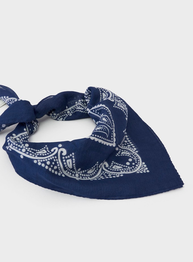 Cotton & Cashmere Navy Como Print Neem Bandana from Neem London