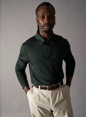 ZQ Merino Deep Neem Super 120s Stretch Polo from Neem London