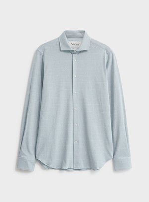 Recycled Sky Horizontal Stripe Cut Away Shirt from Neem London