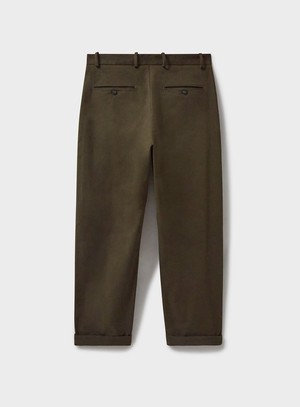 Organic Cotton Stretch Deep Neem Green Pleated Trouser from Neem London