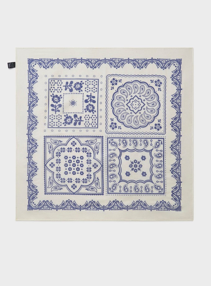 Cotton & Cashmere White Como Print Neem Bandana from Neem London