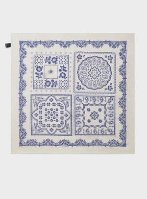 Cotton & Cashmere White Como Print Neem Bandana from Neem London