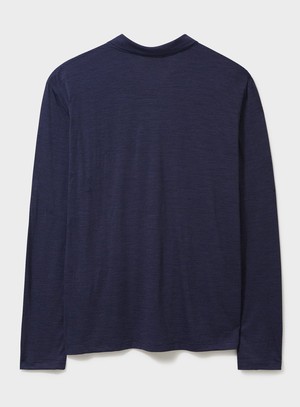 ZQ Merino Wool Jersey Navy Stripe Jersey Cardigan from Neem London