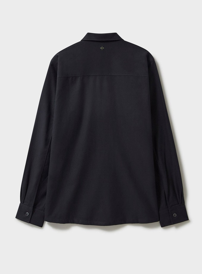 Regenerative Cotton Flannel Black Spitalfields Overshirt from Neem London