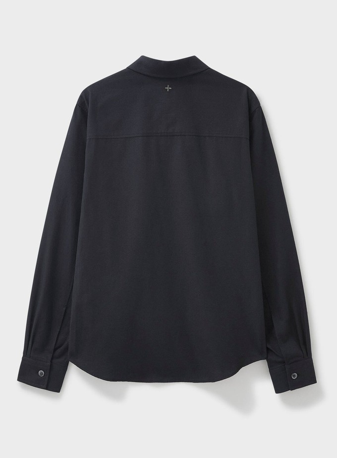 Recycled Italian Black Flannel Double Pocket Overshirt from Neem London