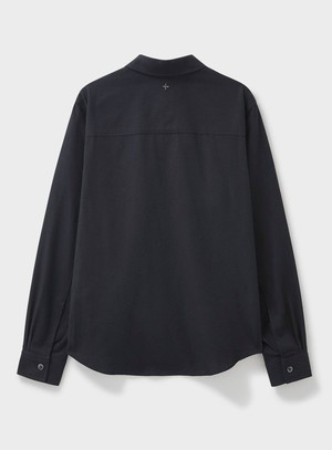 Recycled Italian Black Flannel Double Pocket Overshirt from Neem London