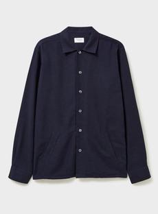 Recycled Italian Flannel Deep Navy St James Overshirt via Neem London