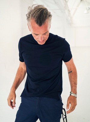ZQ Merino Wool Jersey Navy T-Shirt from Neem London
