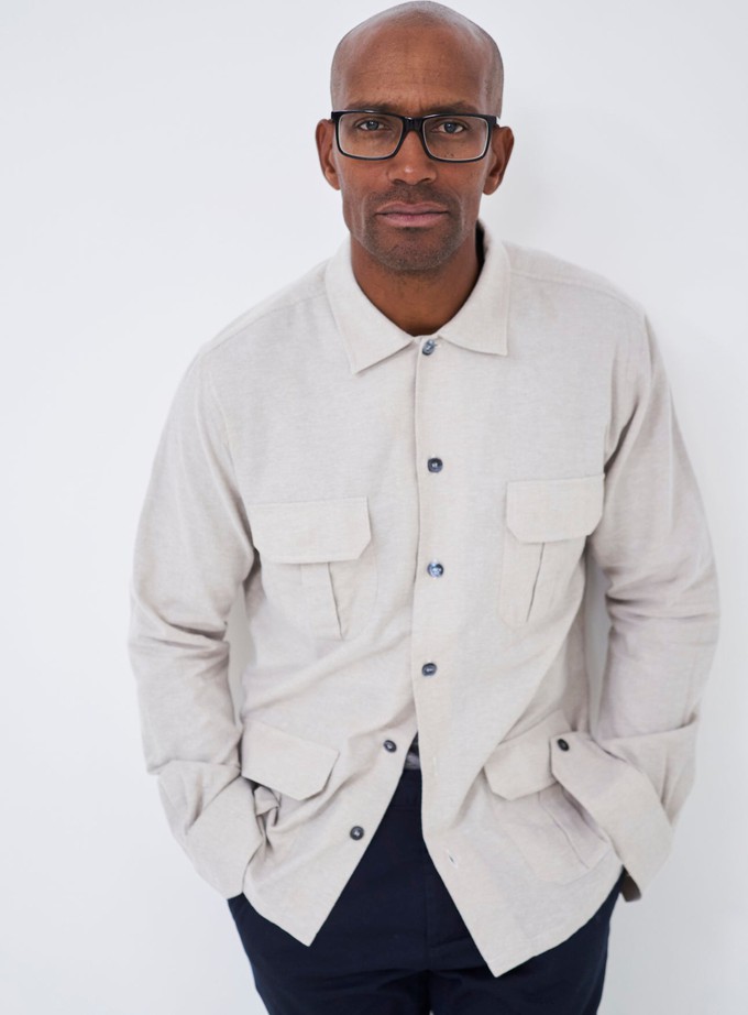 Recycled Italian Flannel Oatmeal Over-Shirt from Neem London