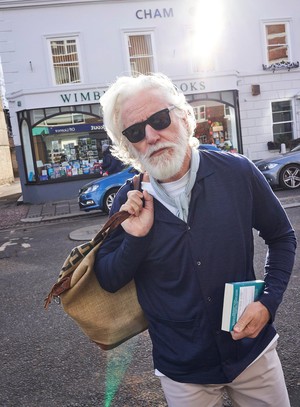 ZQ Merino Wool Jersey Navy Stripe Jersey Cardigan from Neem London