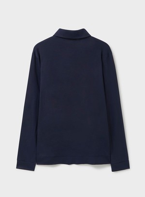 ZQ Merino Wool Jersey Navy Long Sleeve Polo from Neem London