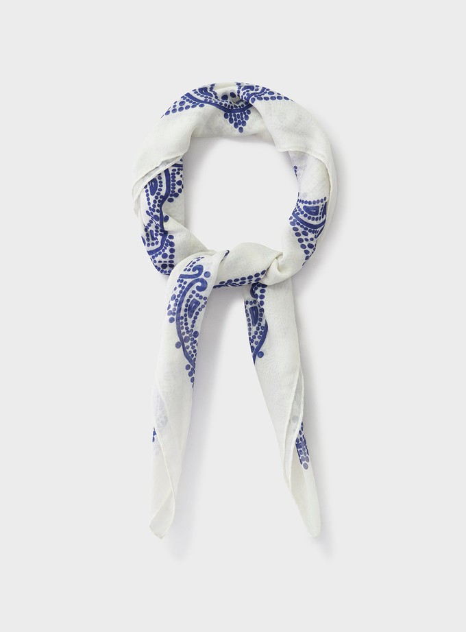 Cotton & Cashmere White Como Print Neem Bandana from Neem London