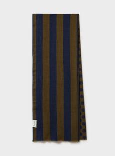 Recycled Double Faced Wool Olive Navy Spot Classic Scarf via Neem London