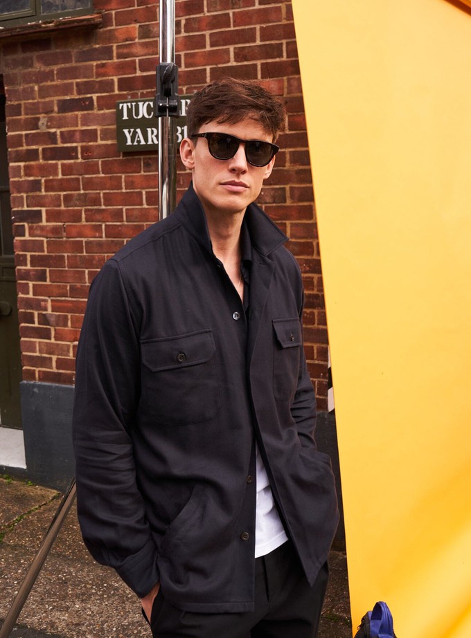 Regenerative Cotton Flannel Black Piccadilly Overshirt from Neem London