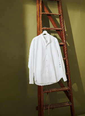 Regenerative Cotton Poplin White Nehru Shirt from Neem London