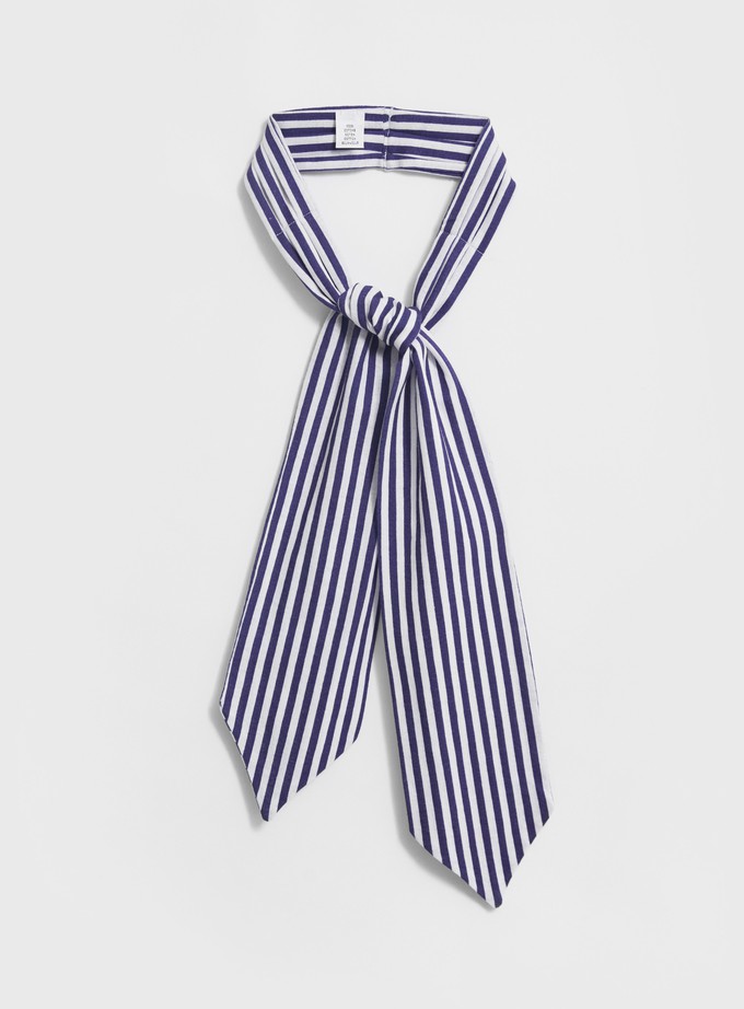 Recycled Italian Stripe Navy Modern Cravate from Neem London
