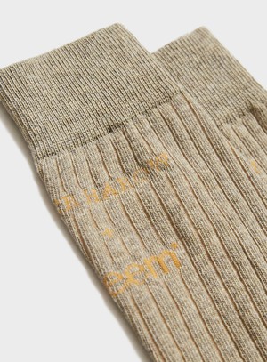 Recycled Ribbed Cotton Oatmeal Men's Socks from Neem London