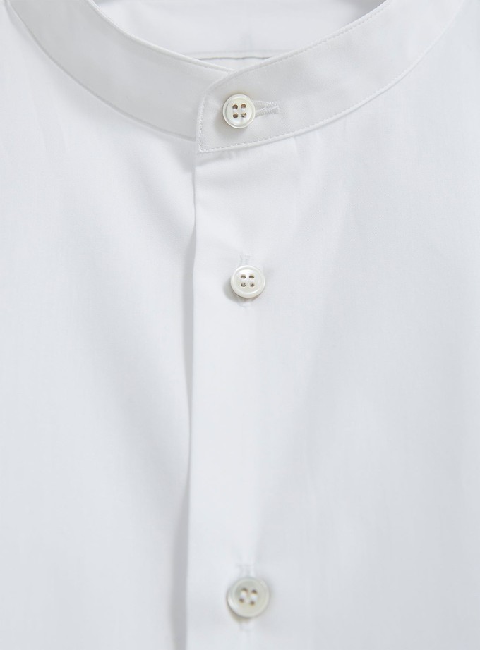 Regenerative Cotton Poplin White Nehru Shirt from Neem London