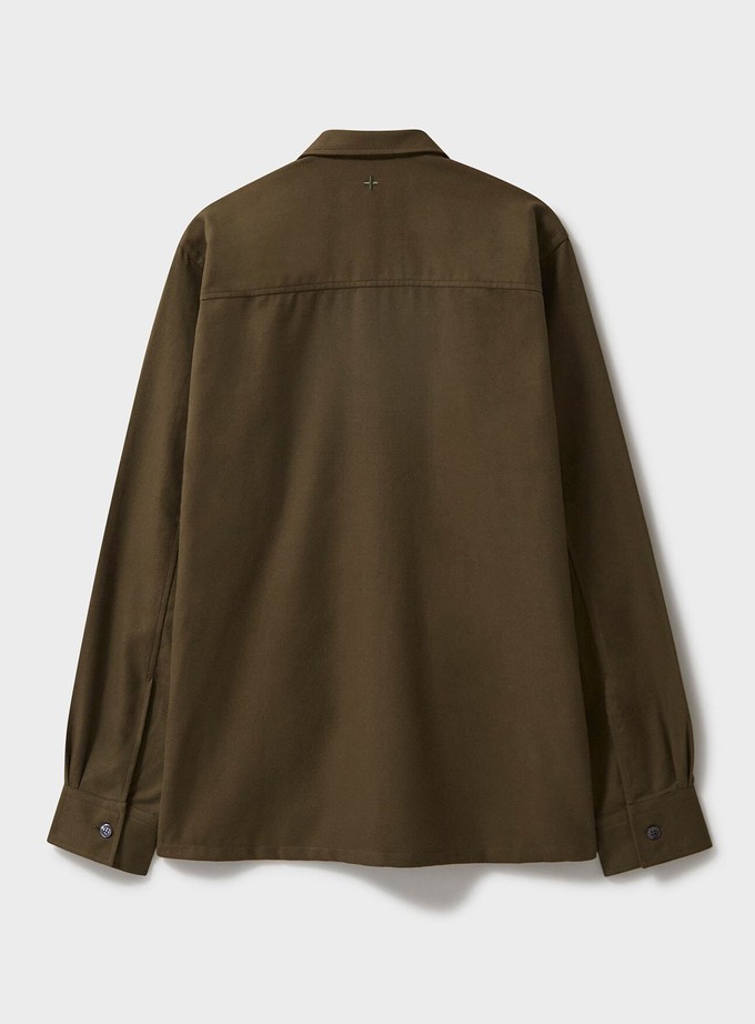 Regenerative Cotton Flannel Dorset Moss Piccadilly Overshirt from Neem London