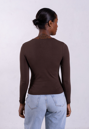 Organic Cotton Crew Long Sleeve T-Shirt, Hot Fudge from Not Basics