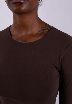 Organic Cotton Crew Long Sleeve T-Shirt, Hot Fudge from Not Basics