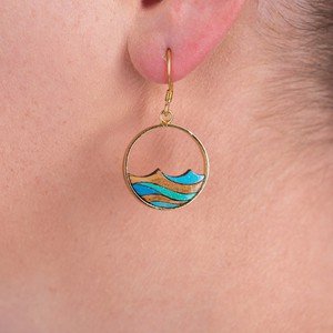 Ocean Eco-friendly Recycled Wood Gold Earrings from Paguro Upcycle