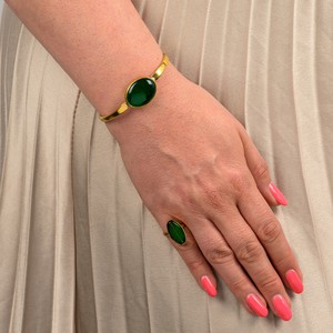 Tena Recycled Glass & Brass Adjustable Bangle from Paguro Upcycle