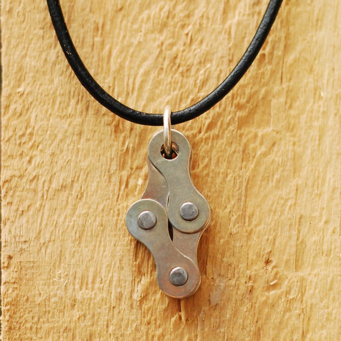 Diamond Recycled Bike Chain Pendant Necklace from Paguro Upcycle