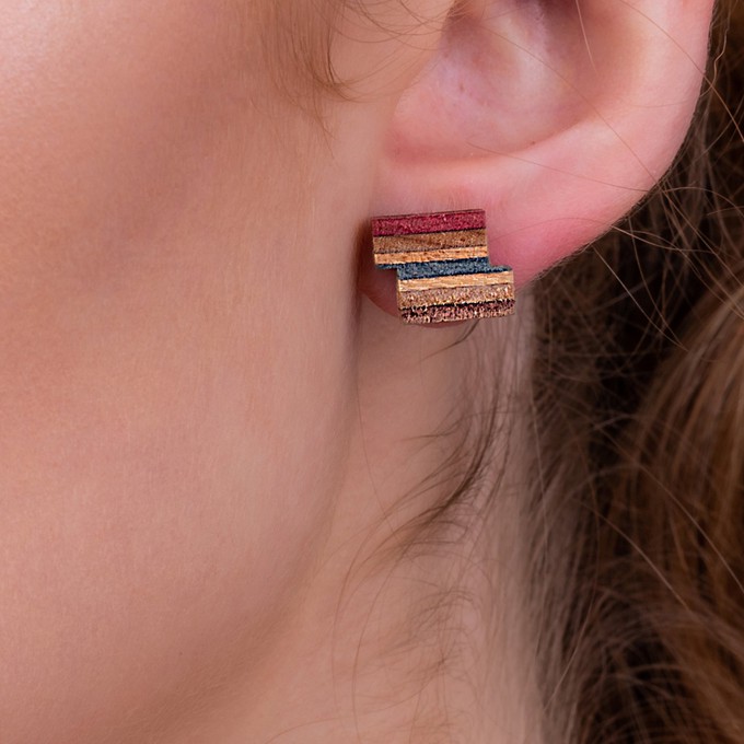 Zig Recycled Skateboard Stud Earrings from Paguro Upcycle