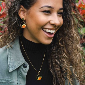 Sunshine Eco-friendly Recycled Wood Gold Earrings from Paguro Upcycle