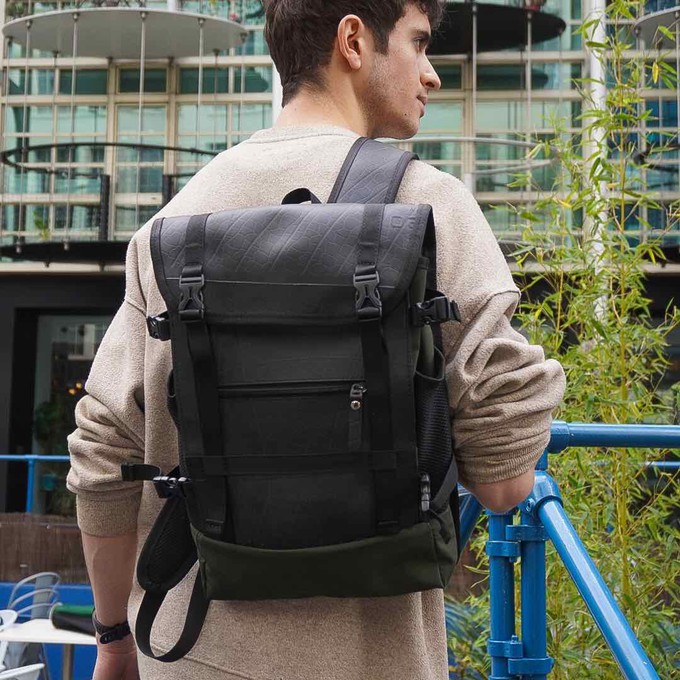 Colonel Vegan Water Resistant Backpack with Laptop Compartment from Paguro Upcycle