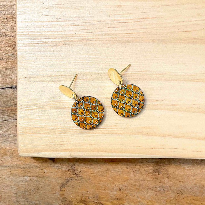 Grinsing Recycled Wood Earrings from Paguro Upcycle