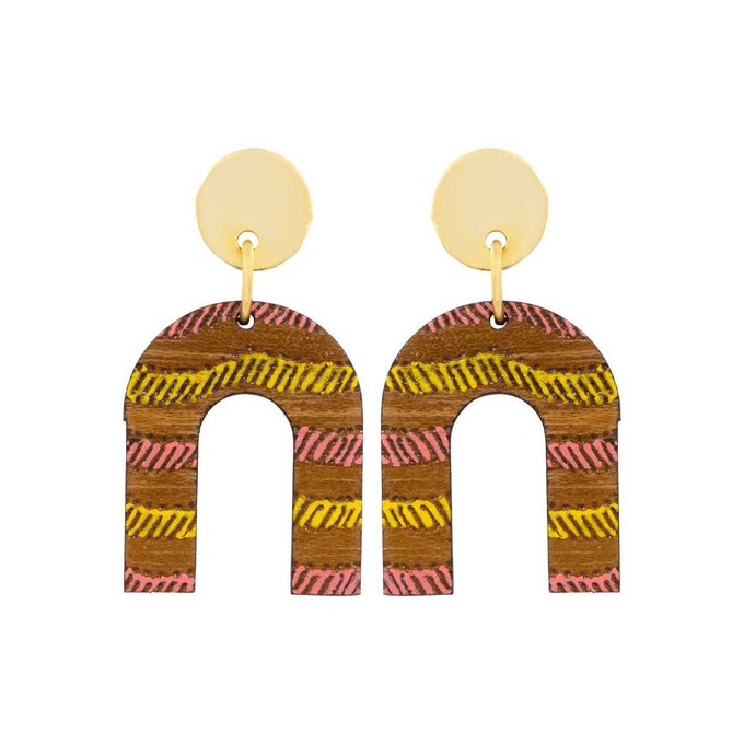 Cecek Sawut Recycled Wood Earrings from Paguro Upcycle