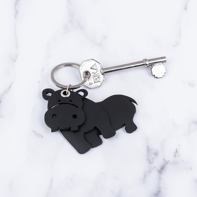 Hippo 3D Recycled Rubber Vegan Keyring from Paguro Upcycle